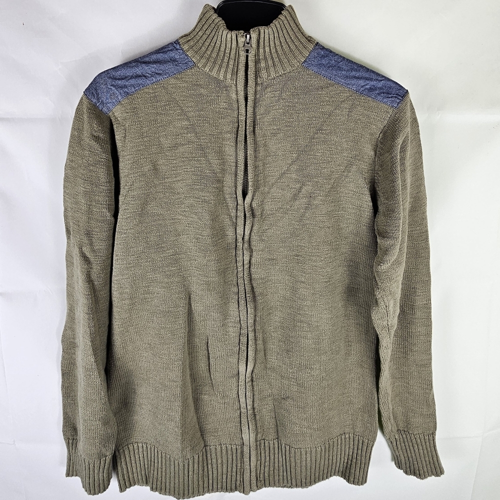 Kian D Los Angeles Shoulder Patch Zip-Up Sweater Womens L Academia Minimalist